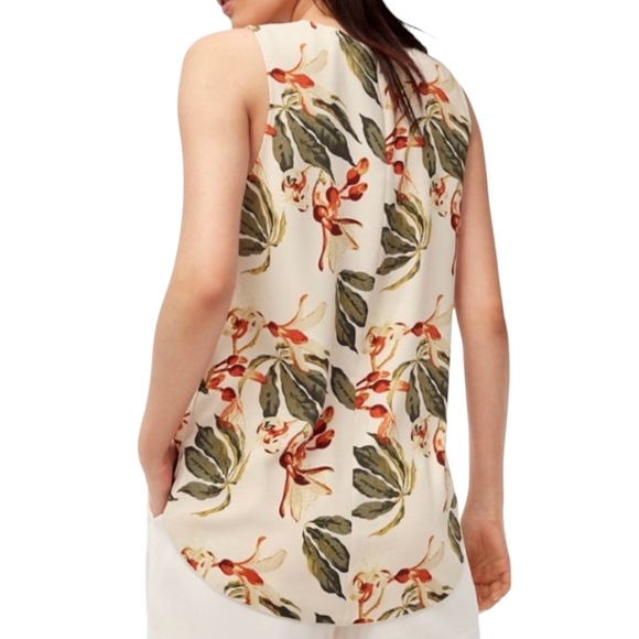 Babaton Floral Tank Top Size Small | Cream Sleeveless Blouse Aritzia - Picture 3 of 10
